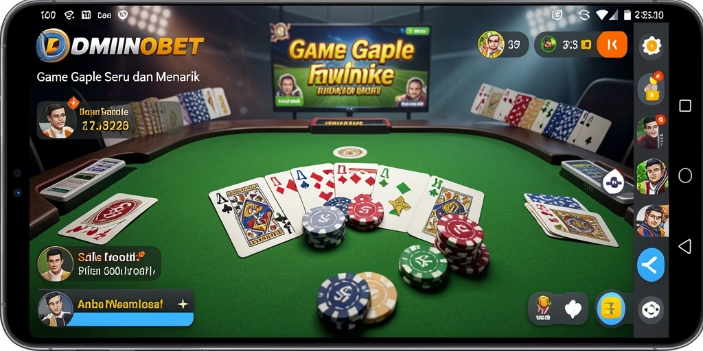 Tampilan gameplay Gaple yang seru dan menarik di DOMINOBET.