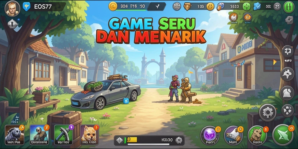 Tampilan gameplay seru dan menawan dari EOS77, penuh aksi idle.