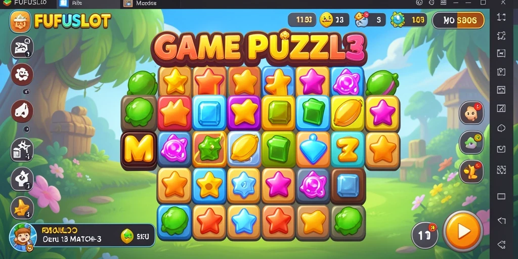 Tampilan gameplay seru FUFUSLOT dengan tantangan Match-3.