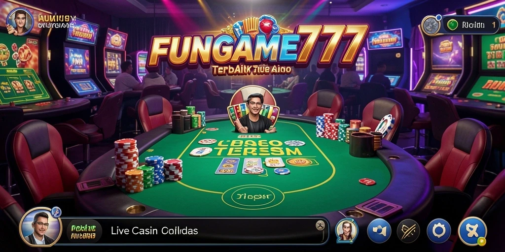 Gameplay seru FUNGAME777 dalam suasana Live Casino.