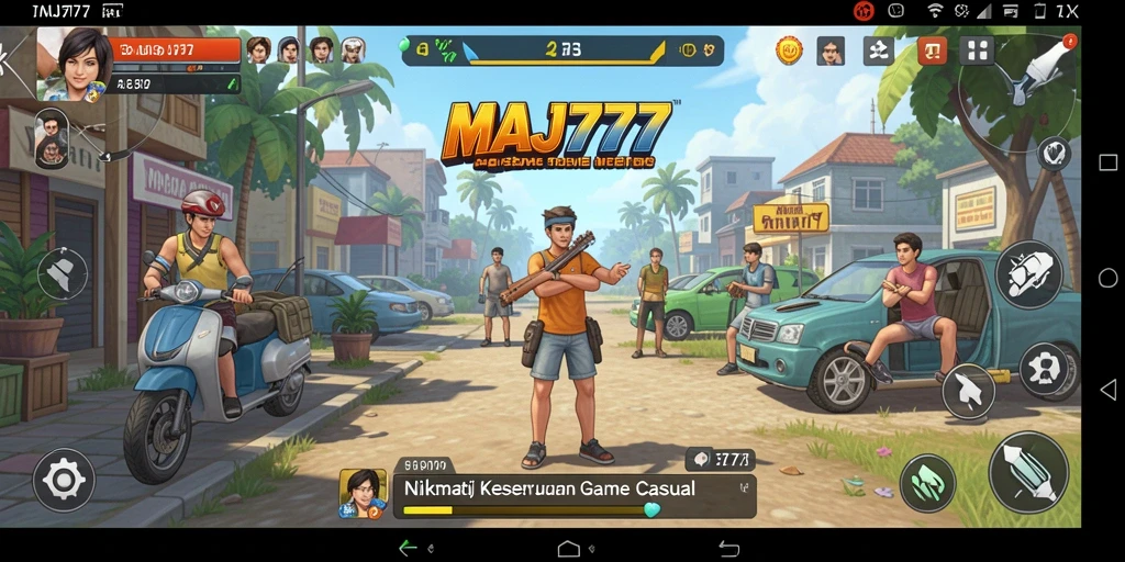Tampilan gameplay MAJ777 yang cerah dan berwarna-warni.