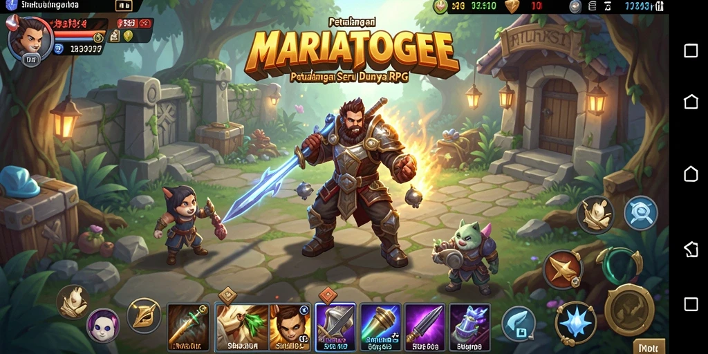 Tampilan gameplay seru MARIATOGEL dengan pertarungan RPG yang mendebarkan.