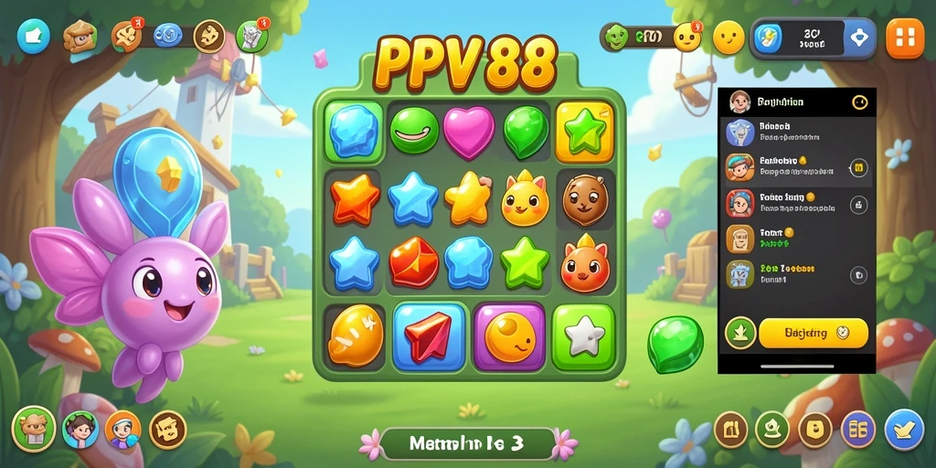 Tampilan gameplay Match-3 yang seru dan penuh warna di PPV88.