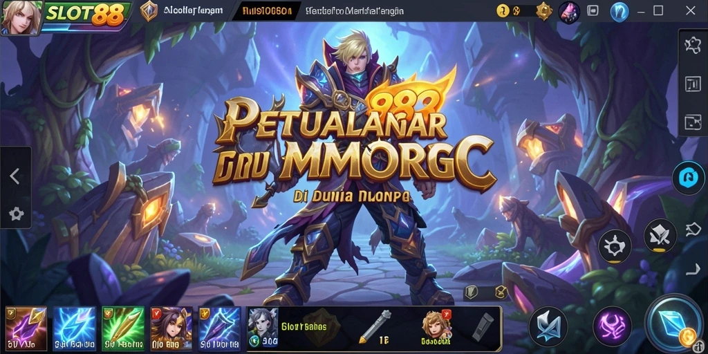 Screenshot gameplay SLOT88 menampilkan pertarungan epik dalam dunia MMORPG.