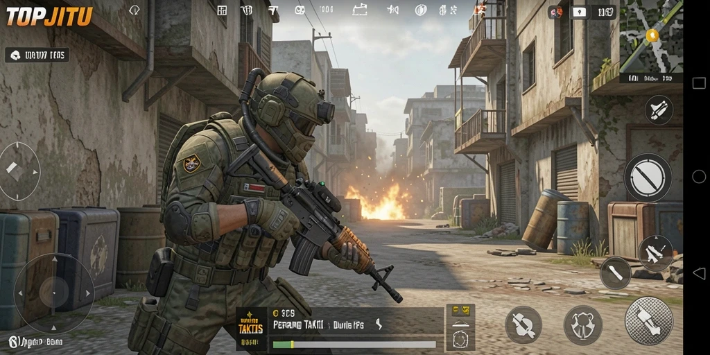 Tampilan gameplay mendebarkan dari game FPS TOPJITU.